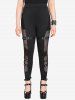 Gothic Fishnet Panel Buckle Grommets Pockets Skinny Pants -  