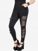Gothic Fishnet Panel Buckle Grommets Pockets Skinny Pants -  