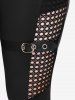 Gothic Fishnet Panel Buckle Grommets Pockets Skinny Pants -  