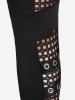 Gothic Fishnet Panel Buckle Grommets Pockets Skinny Pants -  