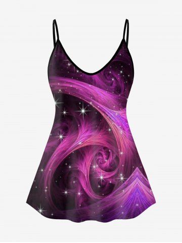 Plus Size & Curve 3D Abstract Cami Top - BLACK - 5XL