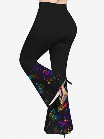 Plus Size Butterfly Dot Print Flare Pants