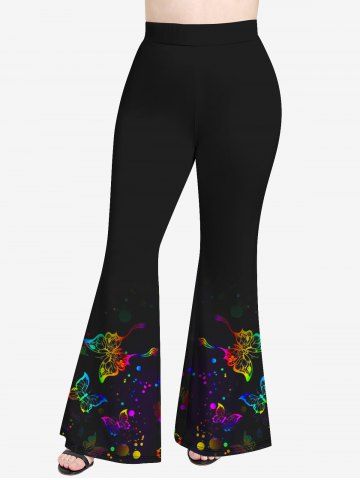 Plus Size Butterfly Dot Print Flare Pants