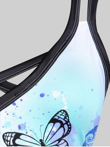 Plus Size & Curve Crisscross Butterfly Print Sundress