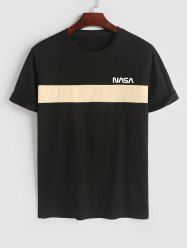 Colorblock Two Tone Letter 100% Cotton T Shirt -  