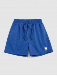 Solid Color Label Design Casual Shorts -  
