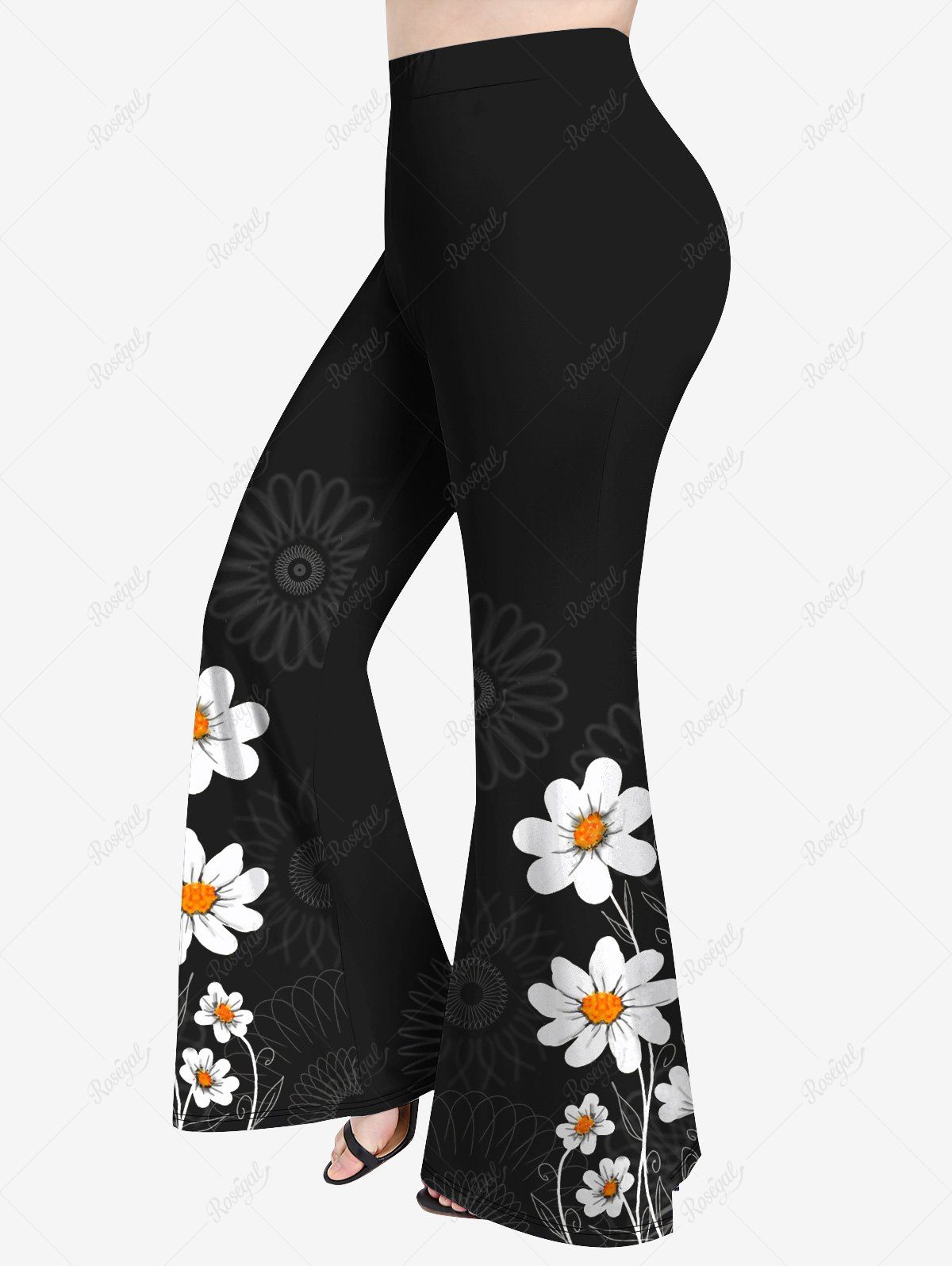 Best Plus Size Floral Print Flare Pants  