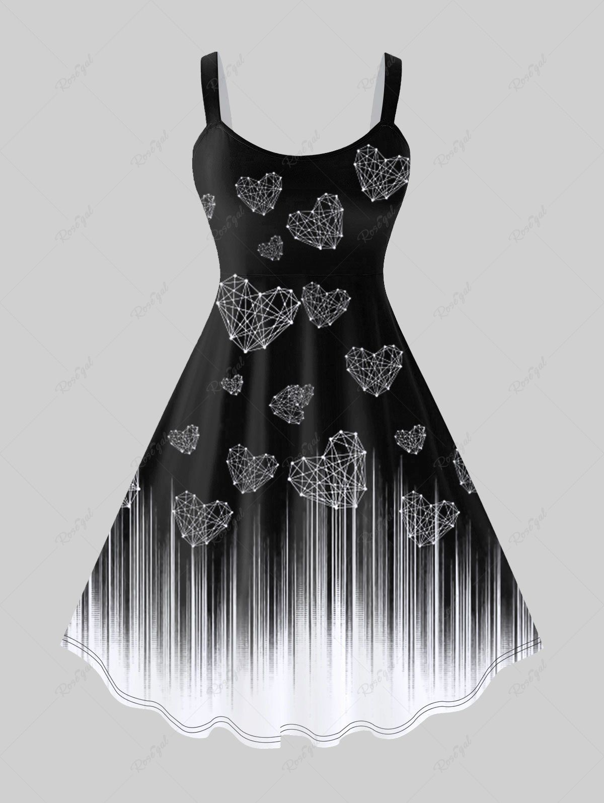 Best Plus Size Glitter Heart Printed Cold Shoulder Dress  