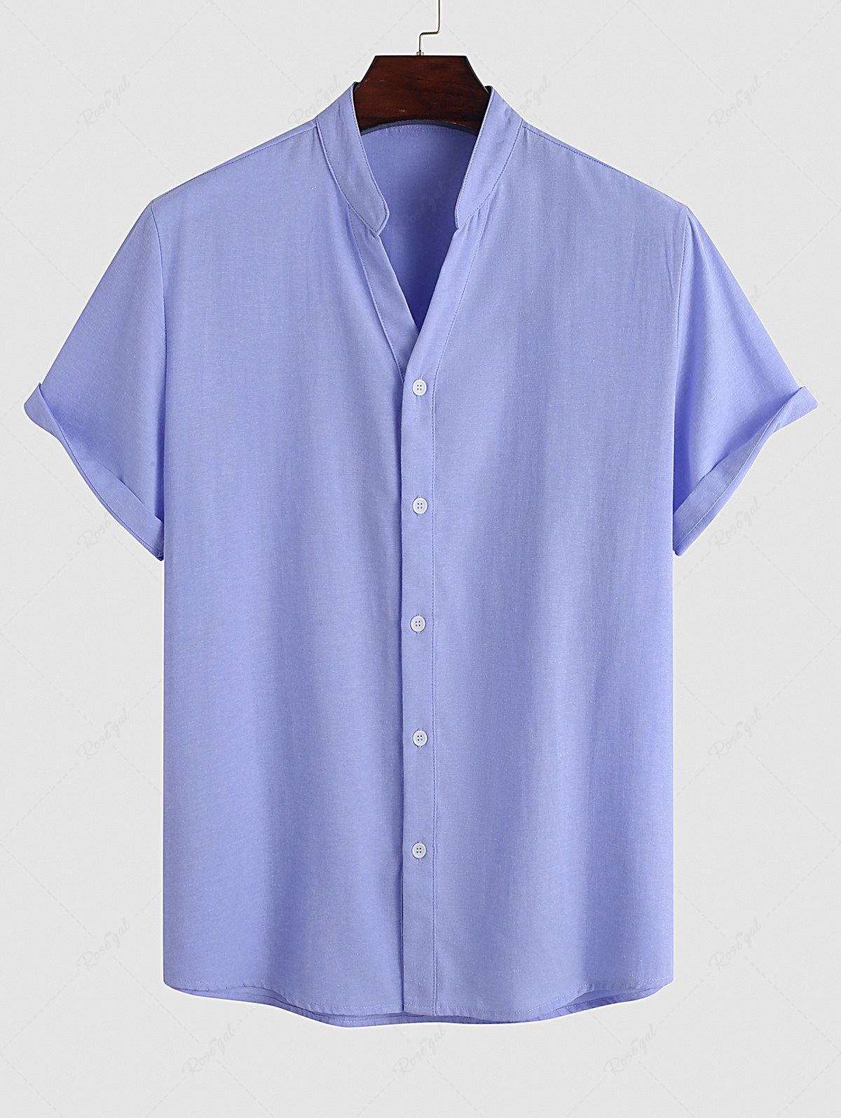 Best Plain Color V Neck Casual Short Sleeves Shirt  