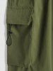 Pantalon Cargo Parachute à Cordon de Serrage avec Poches à Rabat - Vert Fougère S