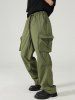 Flap Pocket Side Drawstring Parachute Cargo Pants -  