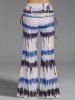 Tie Dye Print Cinched Foldover Elastic Waist Wide Leg Pants -  