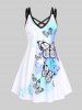 Robe d'Eté avec Croisée en Courbe à Imprimé Papillon Grande-Taille - Blanc 4X | US 26-28