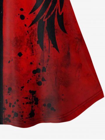 Spaghetti Colorblock 3D Wing Printed Strap Top And 3D Flame Print Jeggings Gothic Outfit