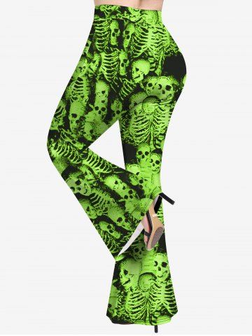 Gothic Skulls Print Flare Pants