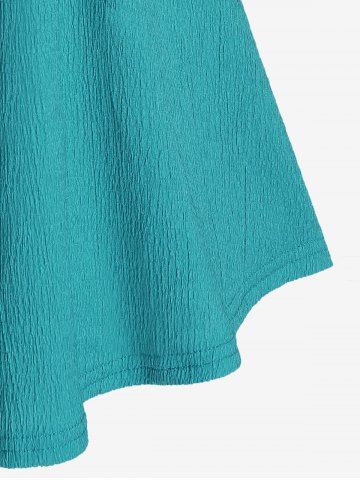 Plus Size Buckle Ruched Lace Butterfly Sleeve T-Shirt