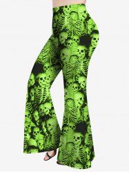 Pantalon Évasé Imprimé Crâne Gothique - Vert M | US 10