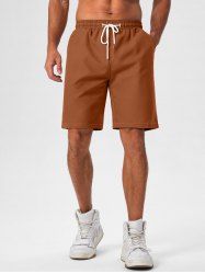 Short de Base Décontracté en Couleur Unie - Rouge Lave XL