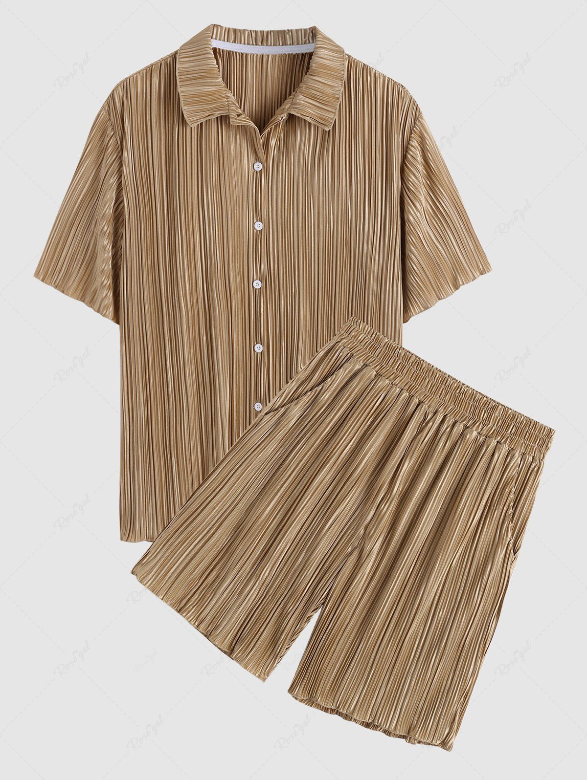 Best Wrinkle Textured Short Sleeves Shirt and Shorts Set  