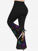 Butterfly Dot Printed Crisscross V Neck T-Shirt and Flare Pants Plus Size Matching Set -  