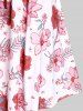Robe Fleur Imprimée de Grande Taille Manches Papillon à Lacets - Rose clair 2X | US 18-20