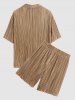 Wrinkle Textured Short Sleeves Shirt and Shorts Set -  