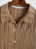 Wrinkle Textured Short Sleeves Shirt and Shorts Set -  