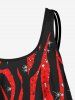 Haut de Tankini Gothique Noir Lumière Rouge Imprimé à Bretelle Ajustable - Rouge S