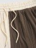 Two Tone Colorblock Textured Casual Shorts -  