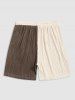 Two Tone Colorblock Textured Casual Shorts -  