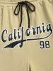 California Letter Striped Drawstring Sweat Baseball Shorts -  