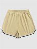 California Letter Striped Drawstring Sweat Baseball Shorts -  