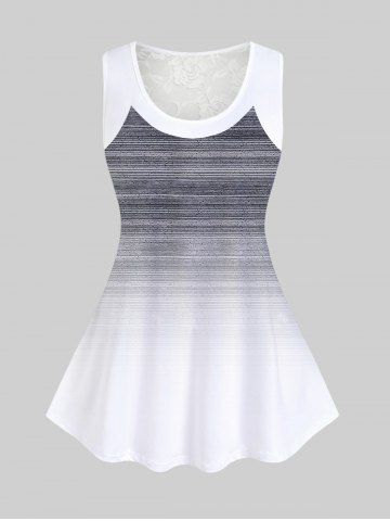 Plus Size Ombre Flowers Lace Back Tank Top - LIGHT GRAY - 4X | US 26-28