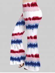 Pantalon Évasé Tie-Dye à Rayures Grande Taille - Multi-A 5x | US 30-32
