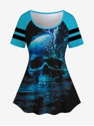 Gothic Skull Print Short Sleeve T-Shirt -  