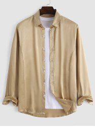 Chemise Soyeuse à Manches Longues en Satin - café lumière XXL