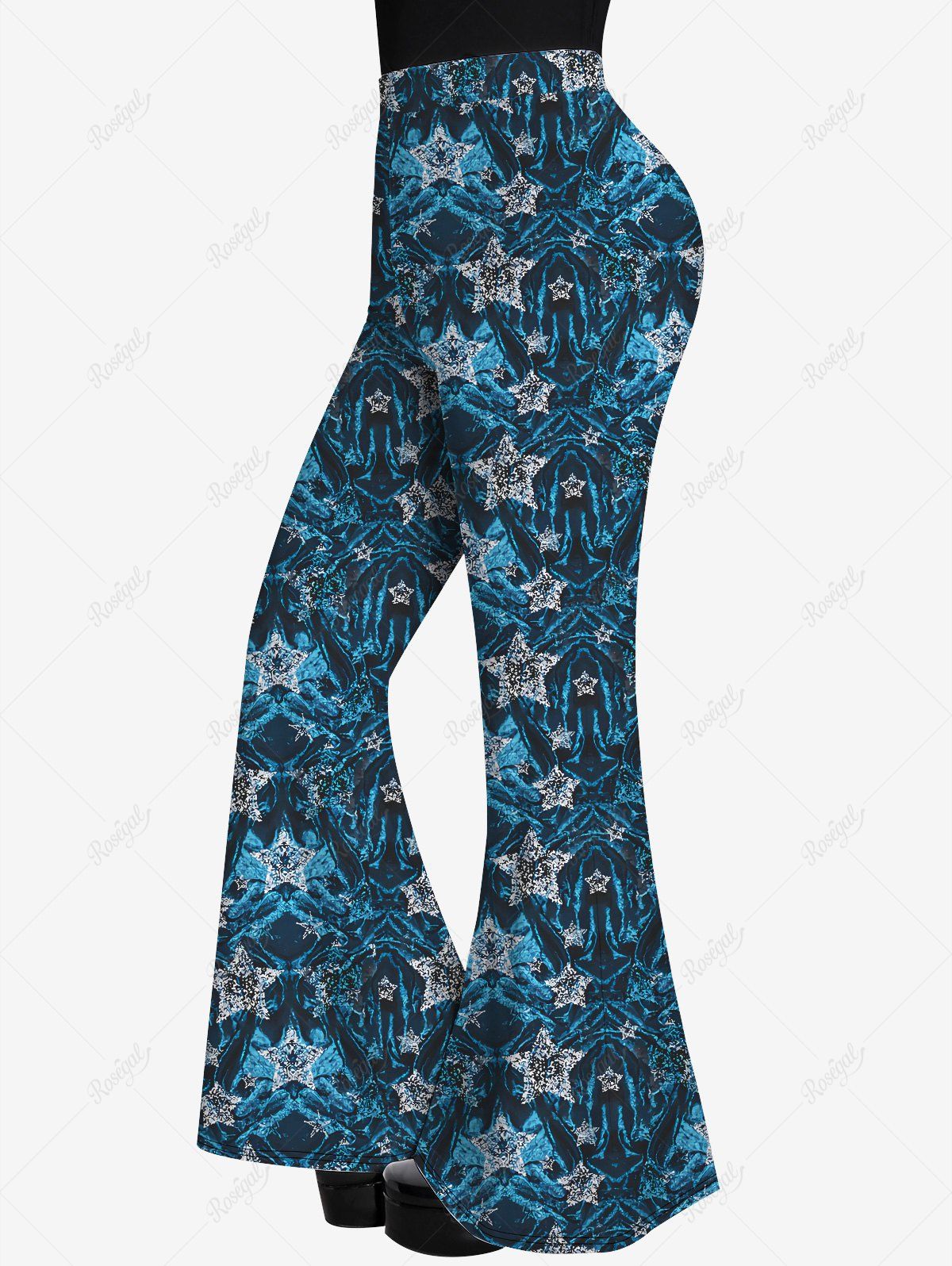 Unique Gothic Stars Print Flare Pants  