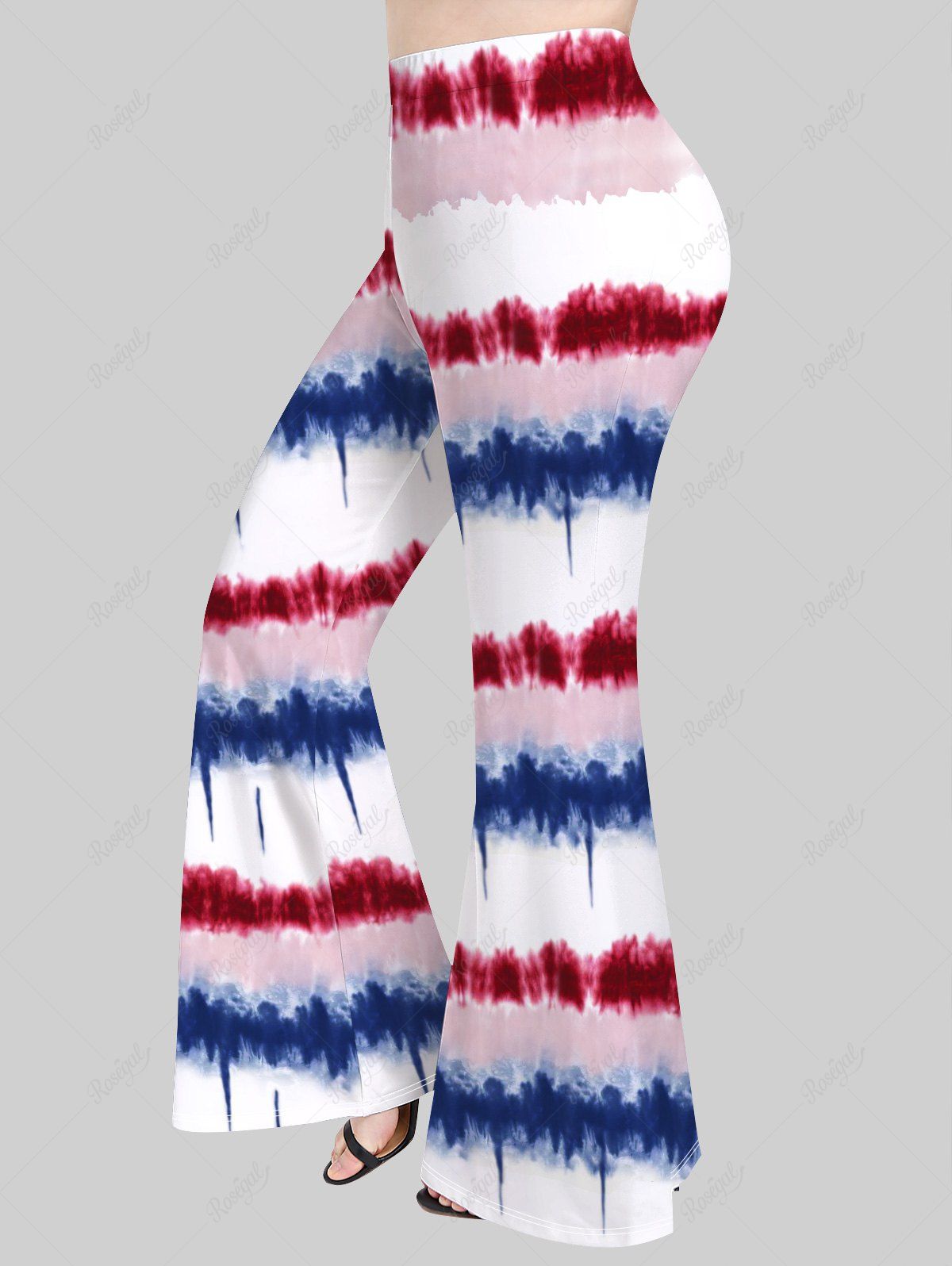 Pantalon Évasé Tie-Dye à Rayures Grande Taille Multi-A 5x | US 30-32