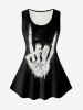 Gothic Skeleton Hand Print Lace Panel Tank Top -  