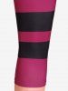 Plus Size Striped Colorblock Capri Leggings -  