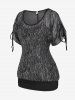 Plus Size Lace Up Short Sleeves T-Shirt and Backless Tank Top -  