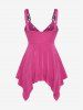 Plus Size Lace Up Chain Grommets T-Shirt -  