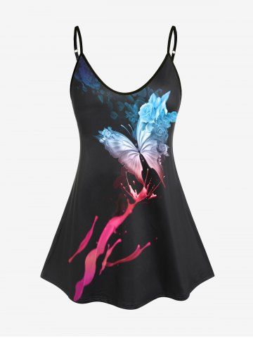 Plus Size & Curve Butterfly Splatter Paint Cami Top (Adjustable Straps)