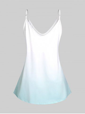 Plus Size & Curve Butterfly Print Ombre Color Cami Top