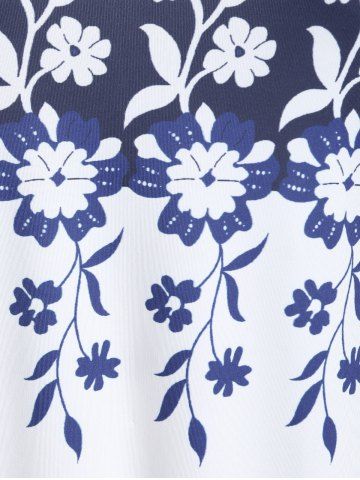Plus Size Colorblock Floral Print Tee