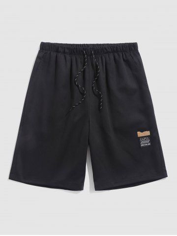 Patched Design Casual Basic Shorts