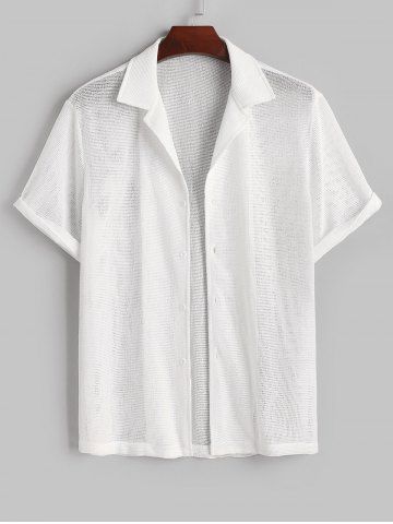 See-through Hollow Out Beach Shirt - WHITE - XXL