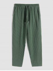 Pantalon Décontracté Rayé à Cordon - Vert profond S