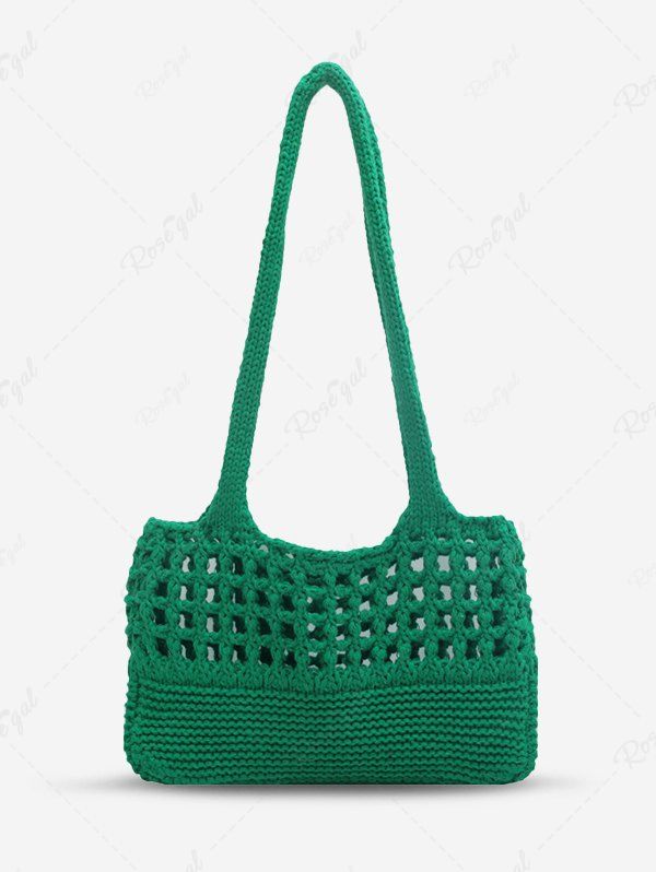 Affordable Hollow Out Cotton Rope Braid Shoulder Bag  