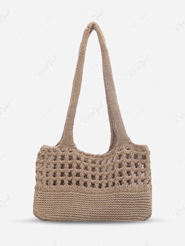 Store Hollow Out Cotton Rope Braid Shoulder Bag  